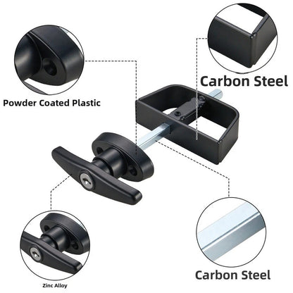 Zinc Alloy Adjustable T Handle Lock Set for Shed Barn For Storage Doors Black