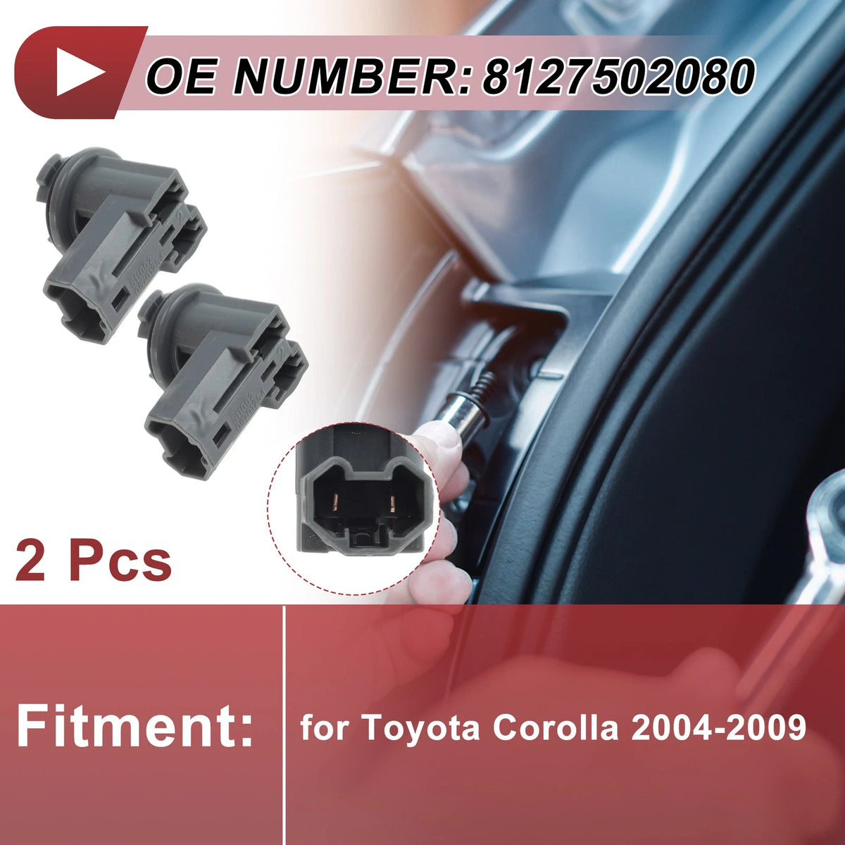2X Light Socket for Toyota Corolla (2004–2009) 8127502080 License Plate