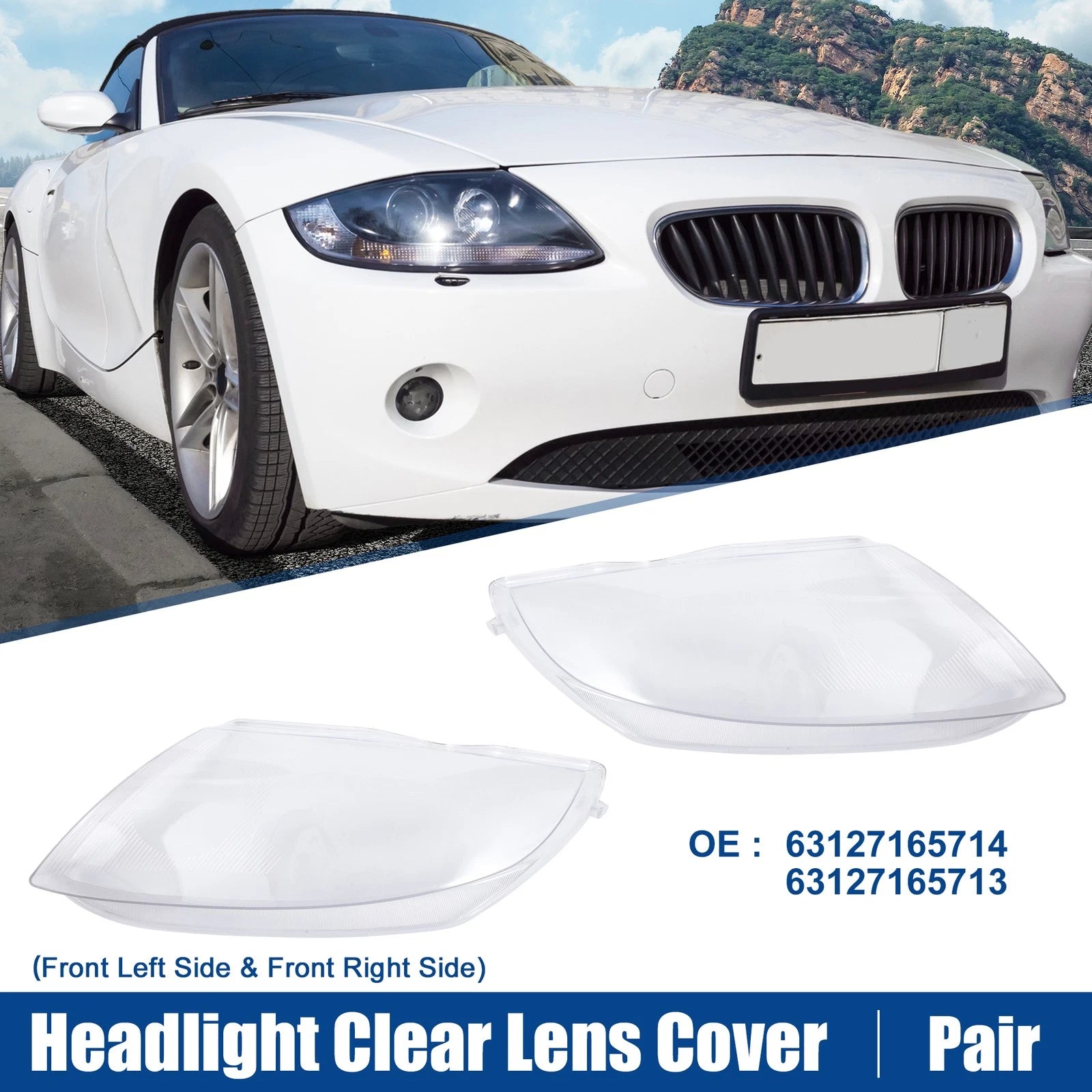 Headlight Clear Lens Shell Cover Replacement for BMW Z4 E85 (2003–2008)