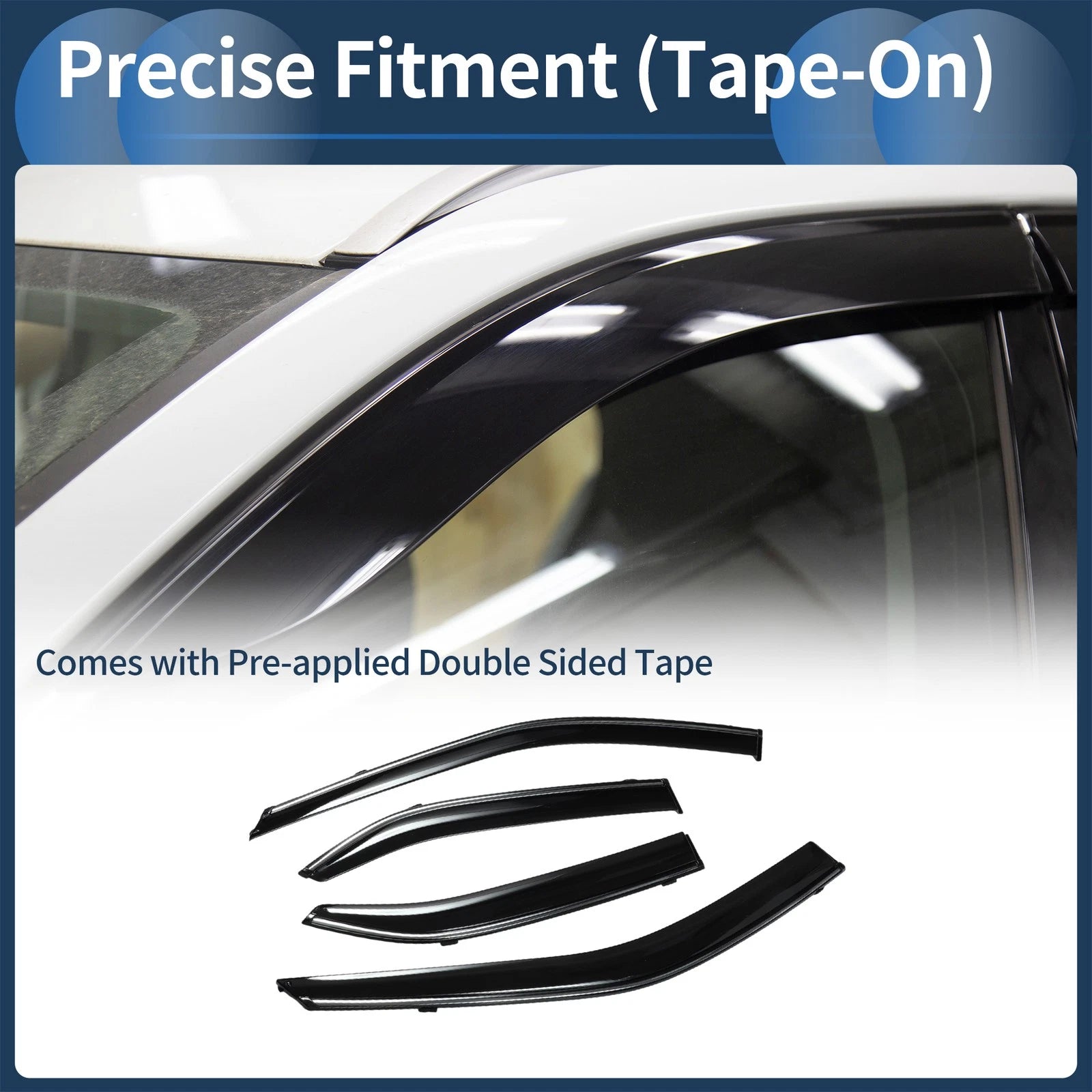 Window Deflectors Side Vent Visors Black 1 Set for Mitsubishi Lancer (2008)