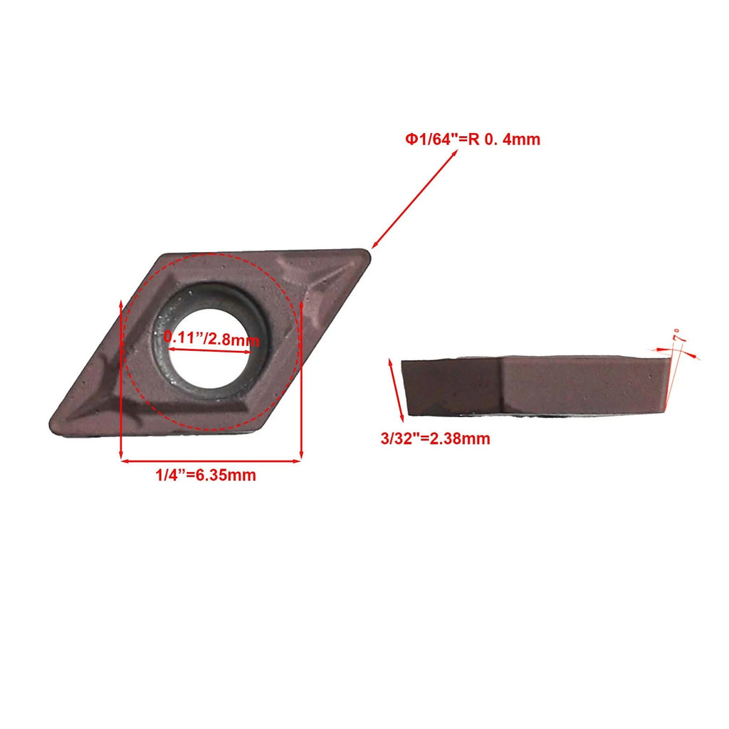 10Pcs DCMT070204 Carbide Inserts for Lathe Tool