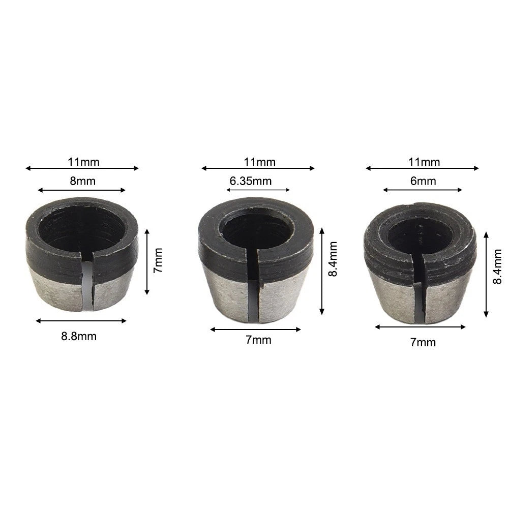 Collet Chuck Set for Power Tools (6mm, 6.35mm, 8mm)