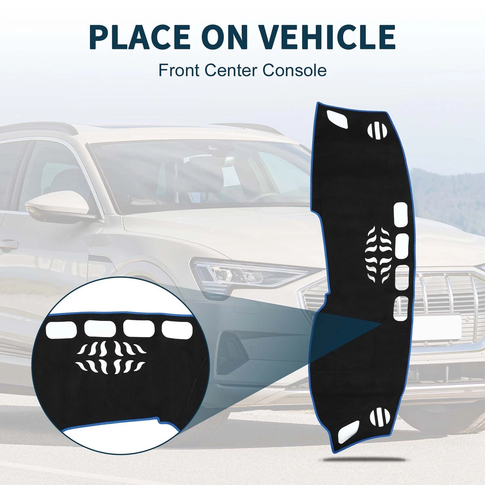 Dash Cover Mat Sun Protector Pad Black Blue for Audi A4 (2017–2020)