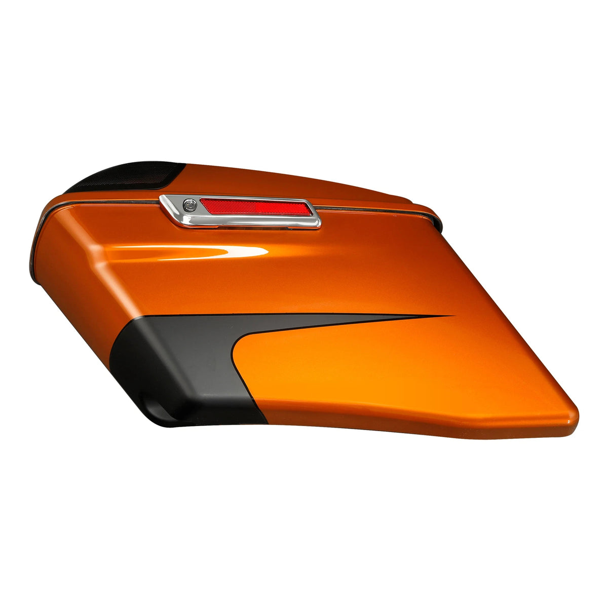 4" Stretched Saddlebags for Harley Touring (2014–2024) Scorched Orange/Black Denim