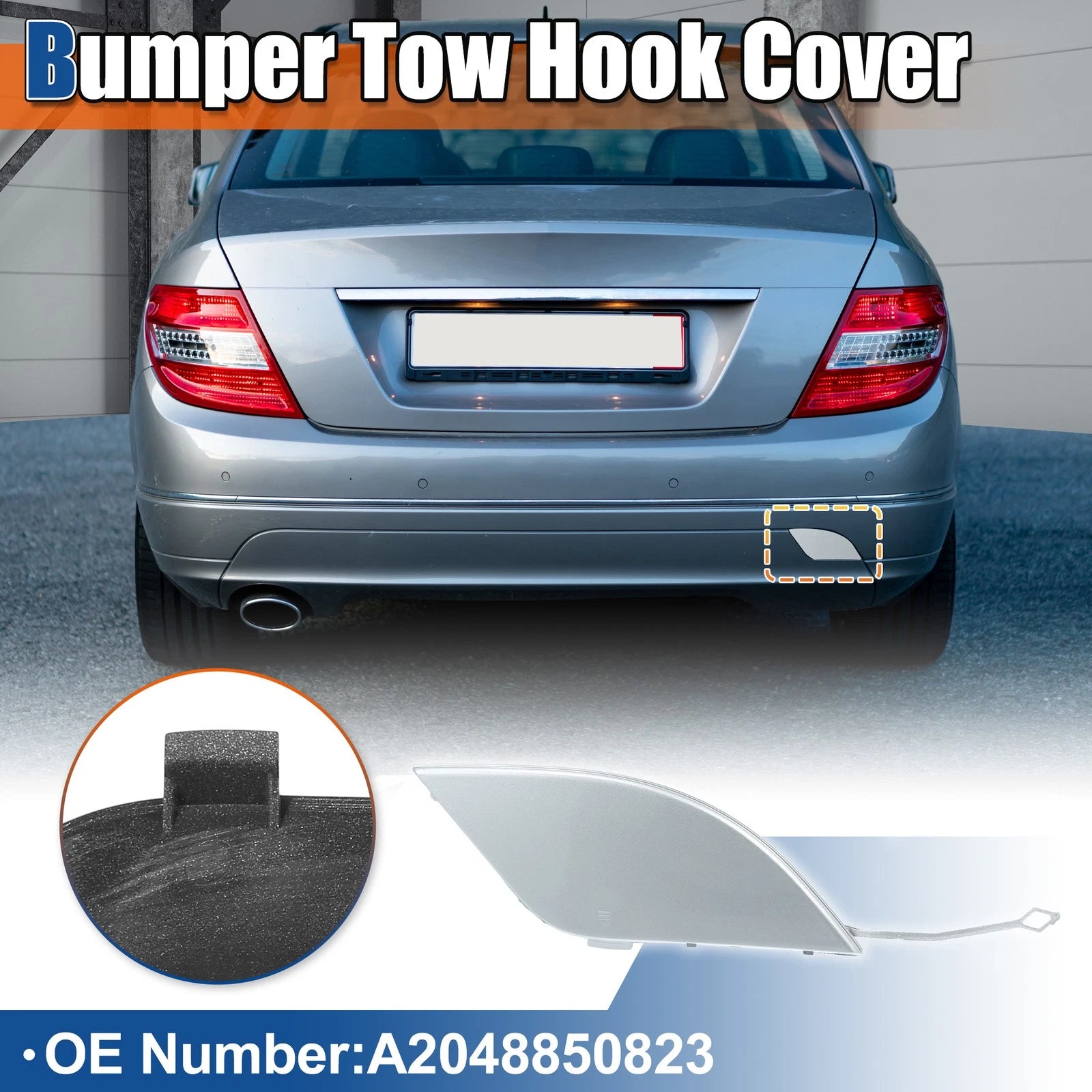 Rear Tow Hook Cover Replacement for Mercedes-Benz A-Class W204 (2012–2015)