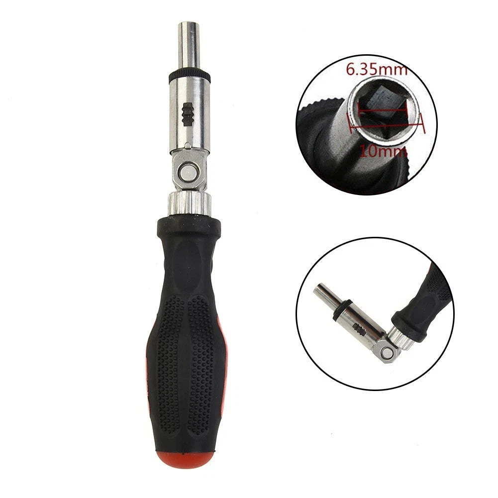 Ratchet Screwdriver 1/4 Inch with Left Right Rotating TPR Handle