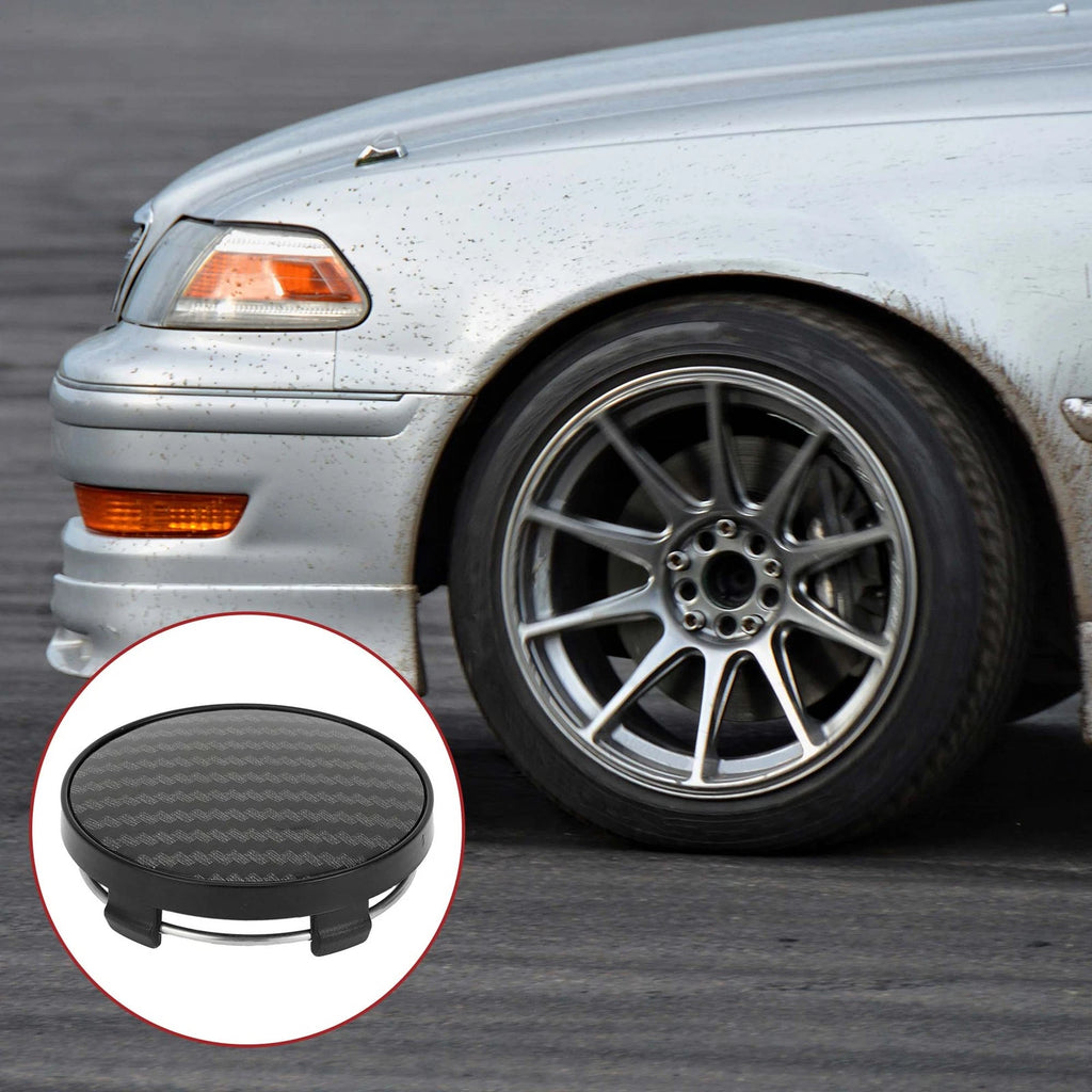 Carbon Fiber Pattern Black Wheel Hub Center Cap for Universal Fit (60mm)