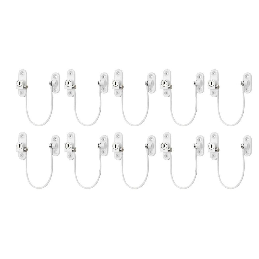 Sliding Window Safety Lock with Steel Cable and Alloy Base for Home Use