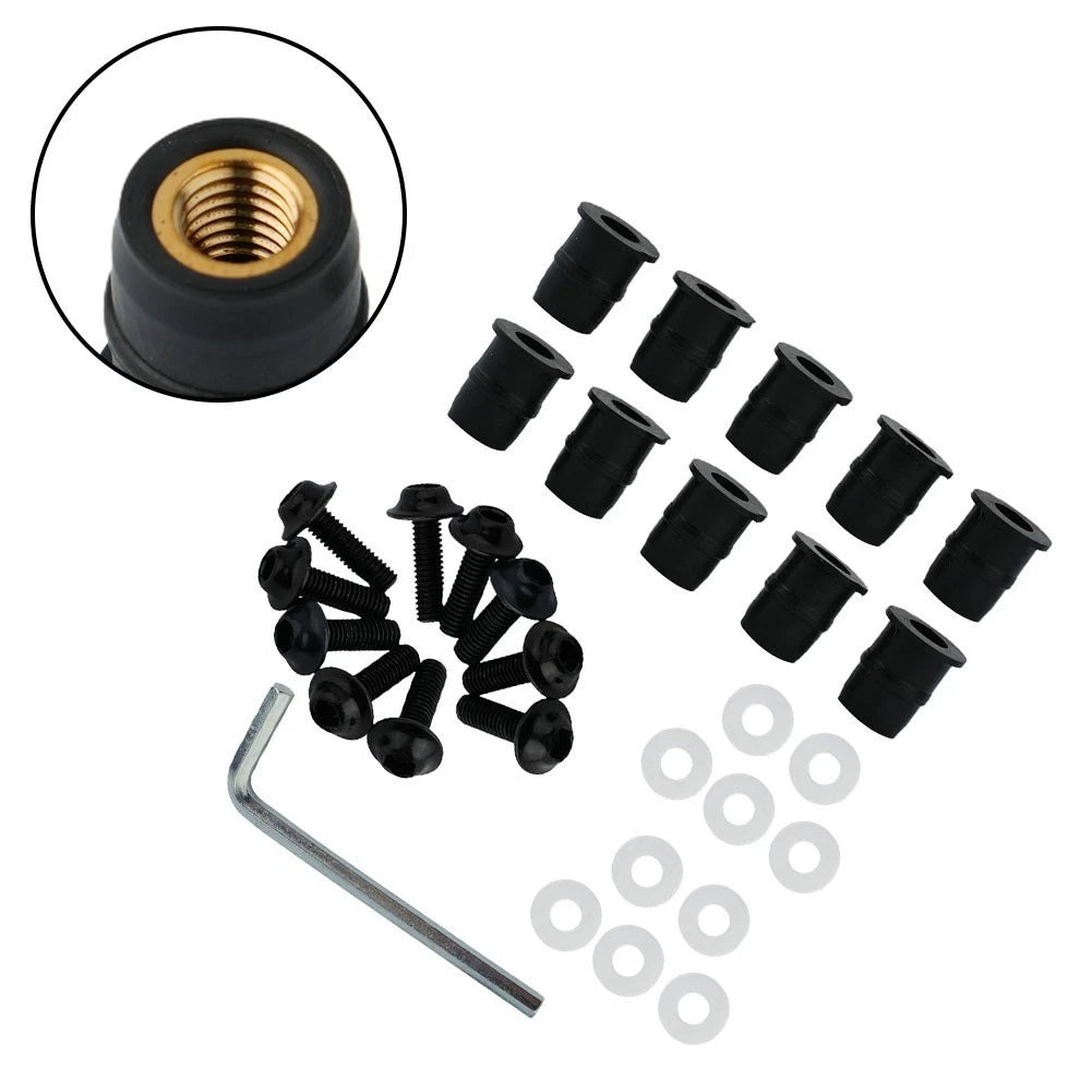 Screw Kit for Windscreen Windshield (CNC Bolt, Aluminum, Black)