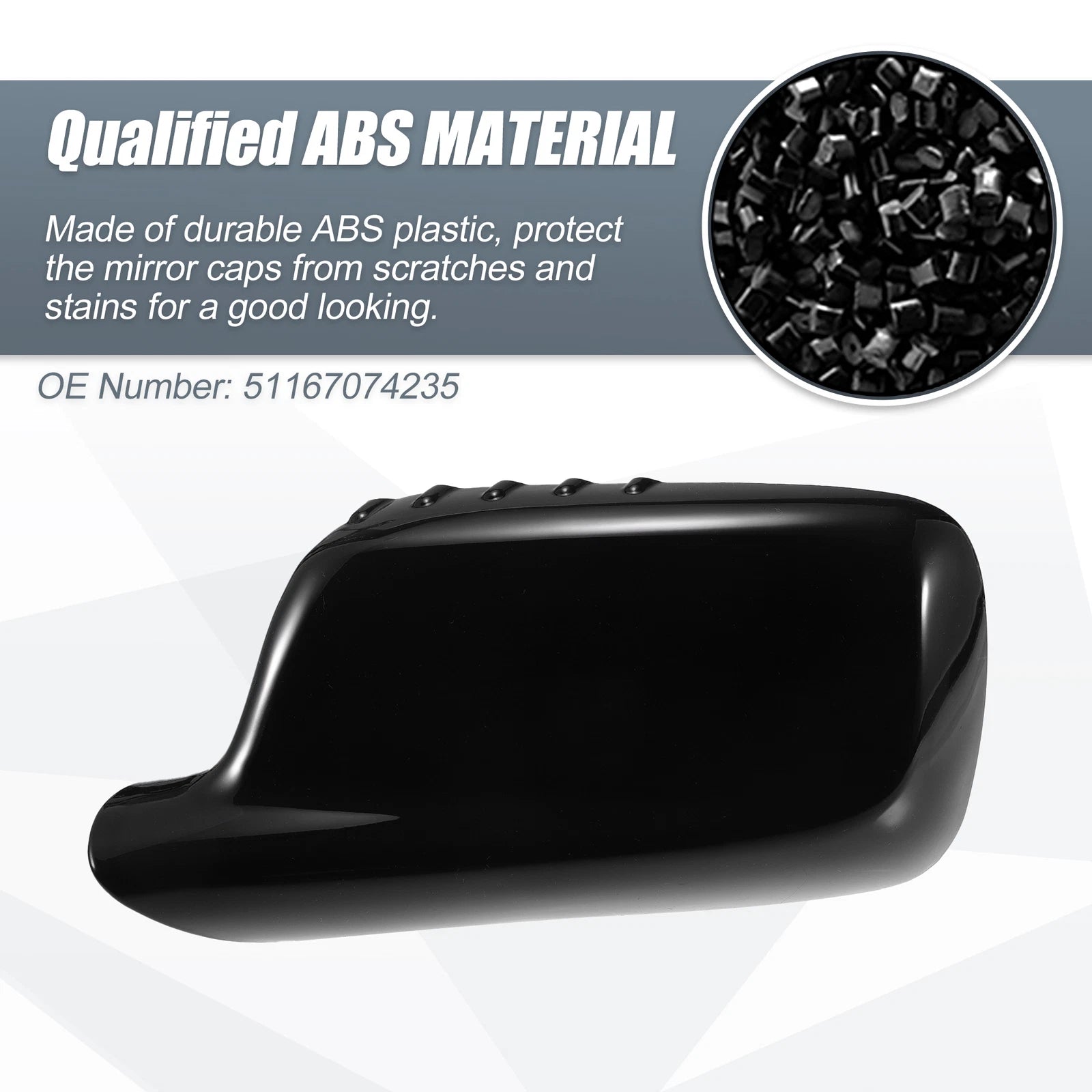 Left Side Mirror Cover Cap Gloss Black for BMW 3 Series E46, 7 Series E65 E66