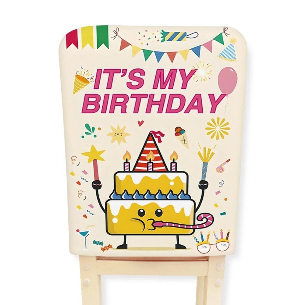 Set of 4 Washable Multicolor Birthday Chair Covers for Classroom