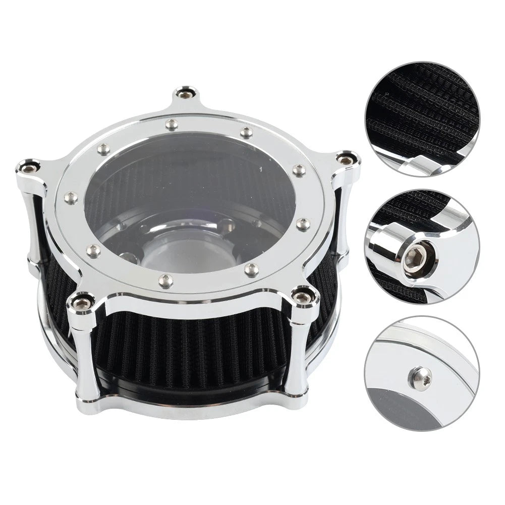 Air Cleaner Intake Filter Chrome+Black For Harley Dyna Street Bob Electra Glide