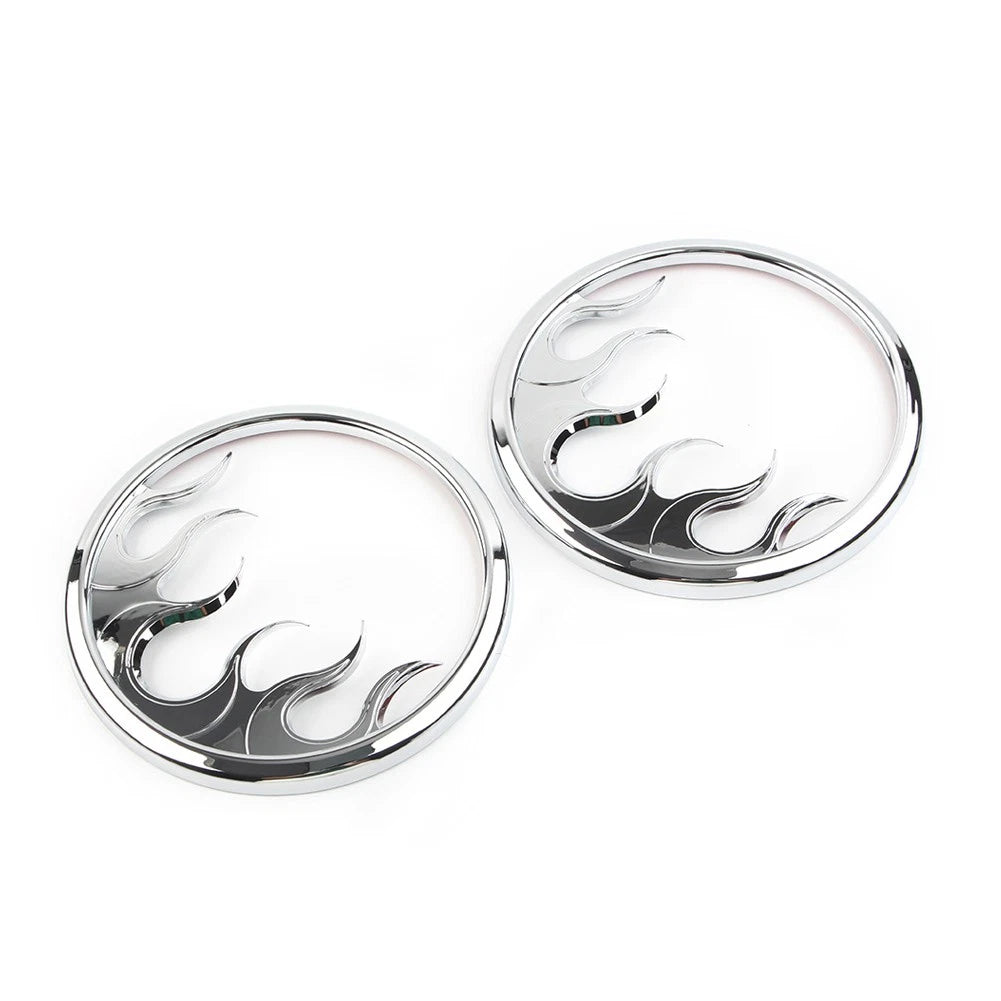 2 Pcs Chrome ABS Front Speaker Grill Trim Cover For Harley Electra Glide 2014-22