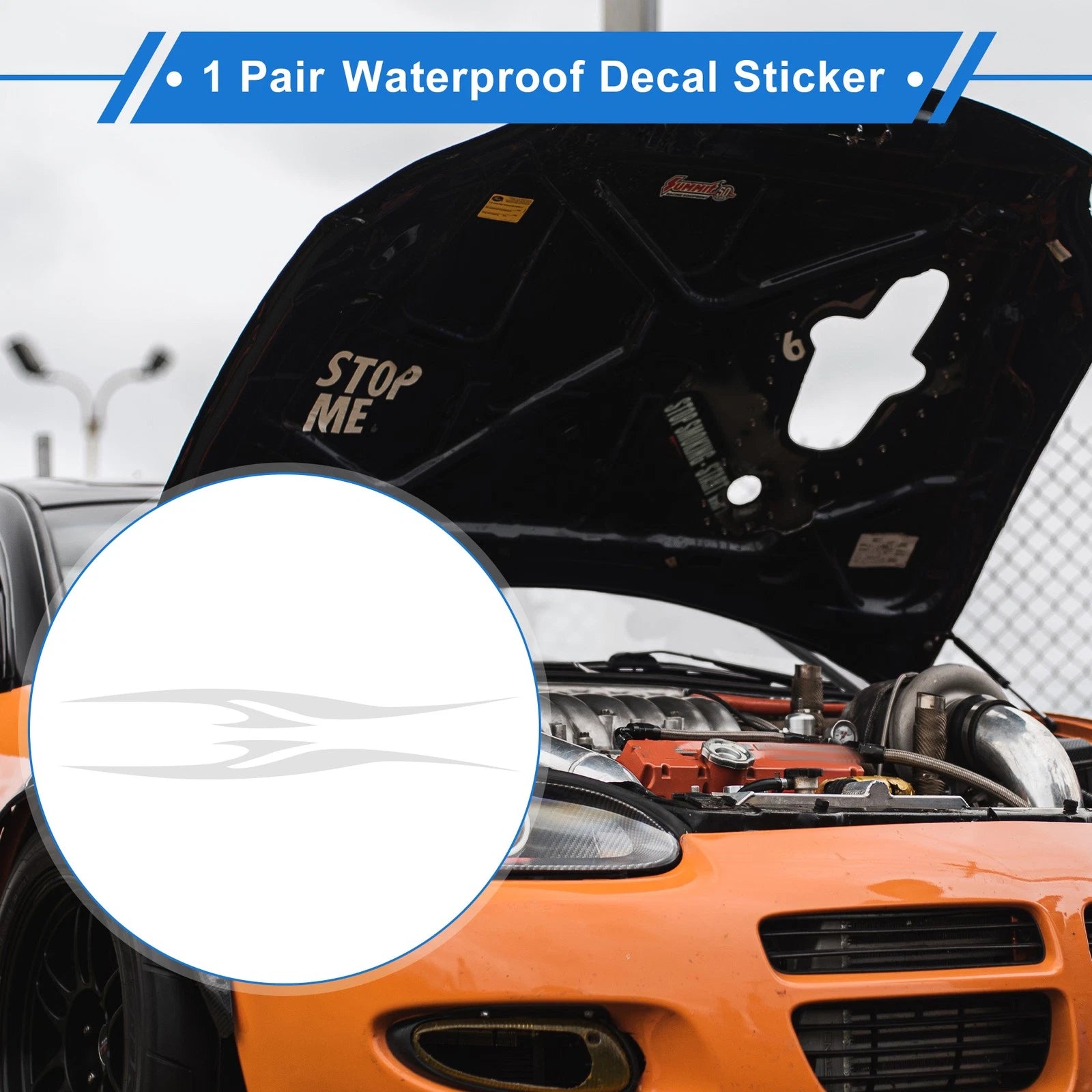 1 Pair Flame Pattern Car Bumper Sticker Decal for Universal Fit (161x28cm)