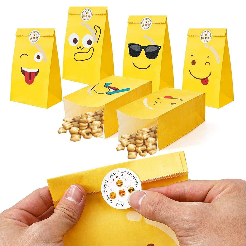 24pcs Colourful Gift Paper Bags with Stickers for Wrapping Gifts