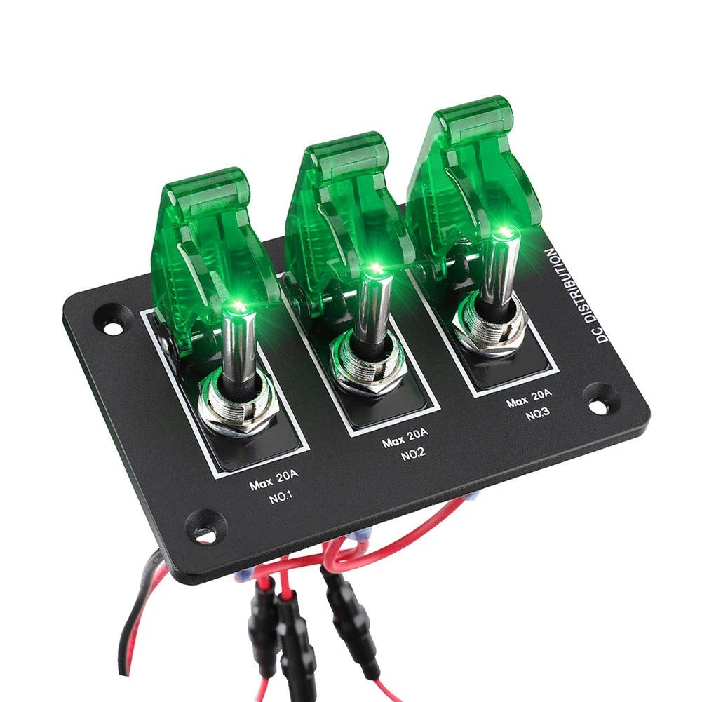 3-Gang Toggle Switch Panel for Off-Road RV Marine (12V 24V)