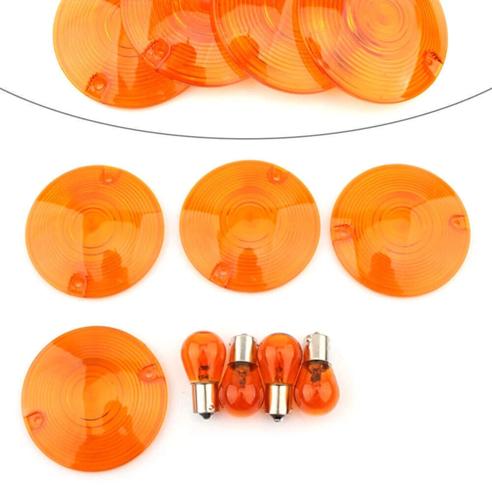 Turn Signal Light Cover Yellow Lens Amber Bulb for Harley Electra Glide