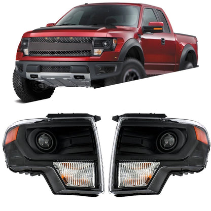 Headlight Assembly Set of 2 for Ford F150 (2013–2014) HID/Xenon Black