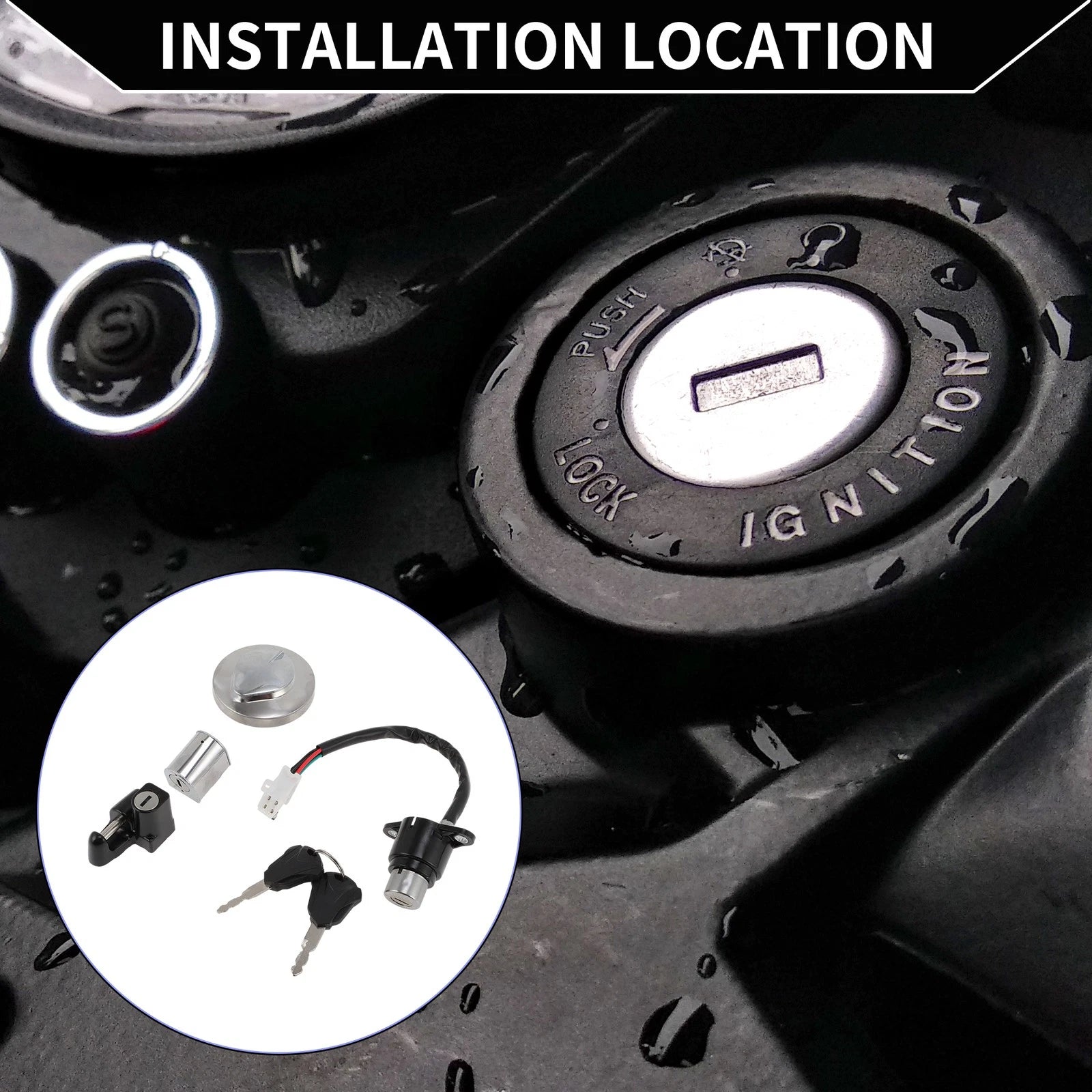 Ignition Key Switch Ignition Switch Lock Set for Honda Rebel (1985–2015)