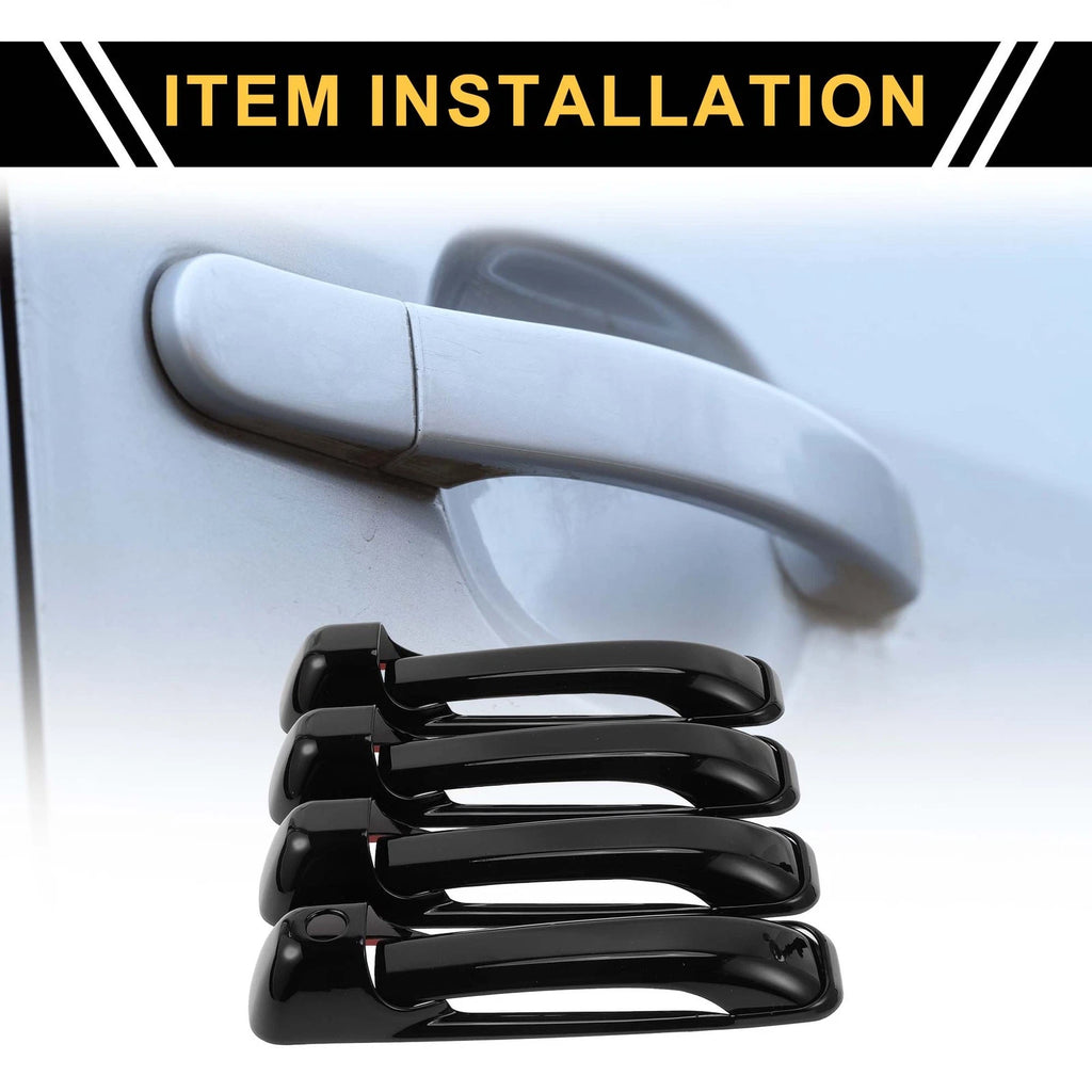 Exterior Door Handle Cover Kit 4pcs ABS Black for Dodge Ram 1500 (2009–2018)