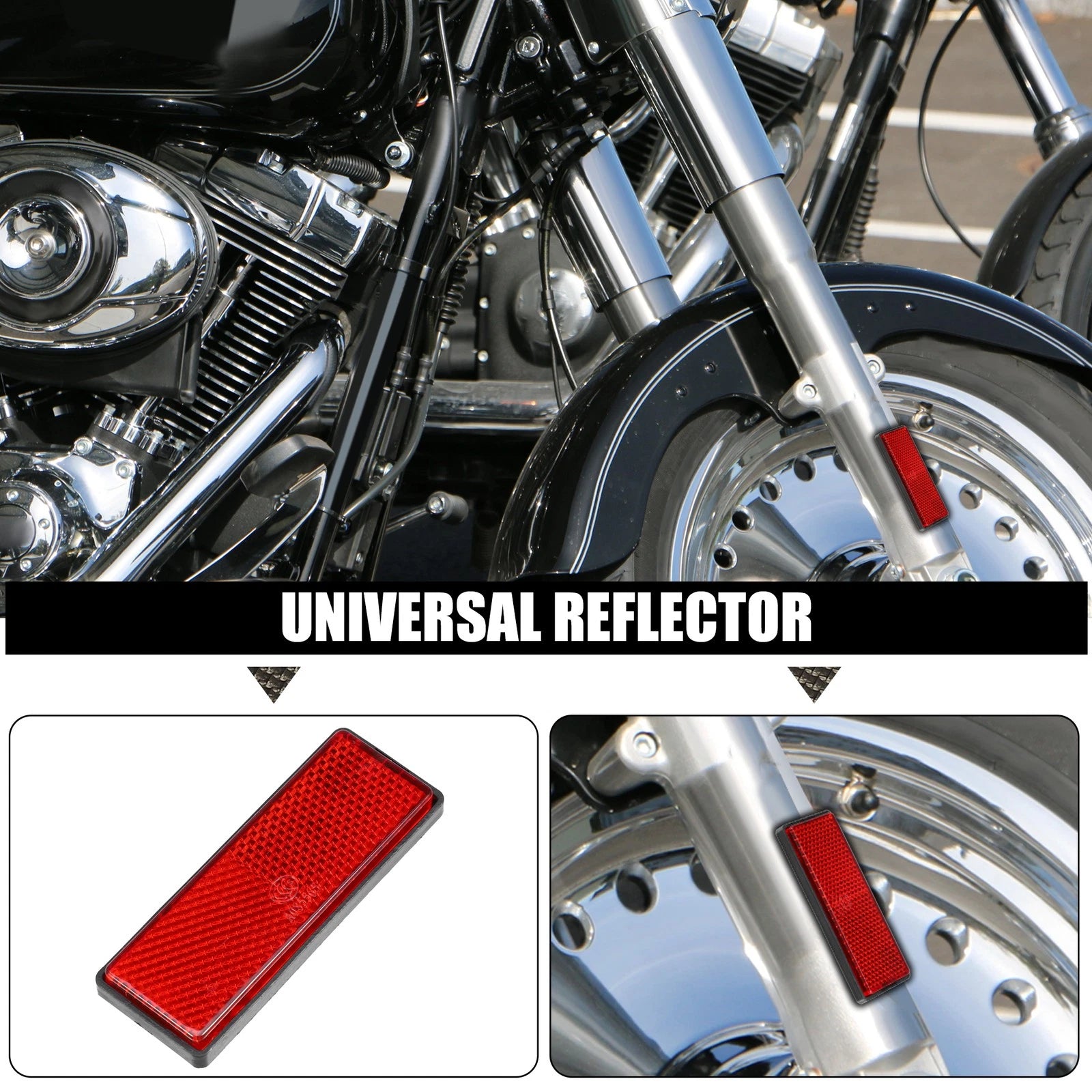 8pc Safety Reflectors Rectangular Spoke Reflective for Motorcycle Bicycle (Red)