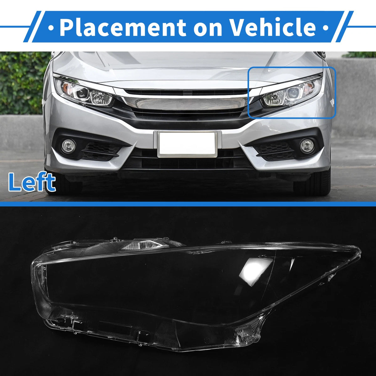 1 Pcs Headlight Lens Cover for Infiniti Q50 (2014–2021) PC Clear
