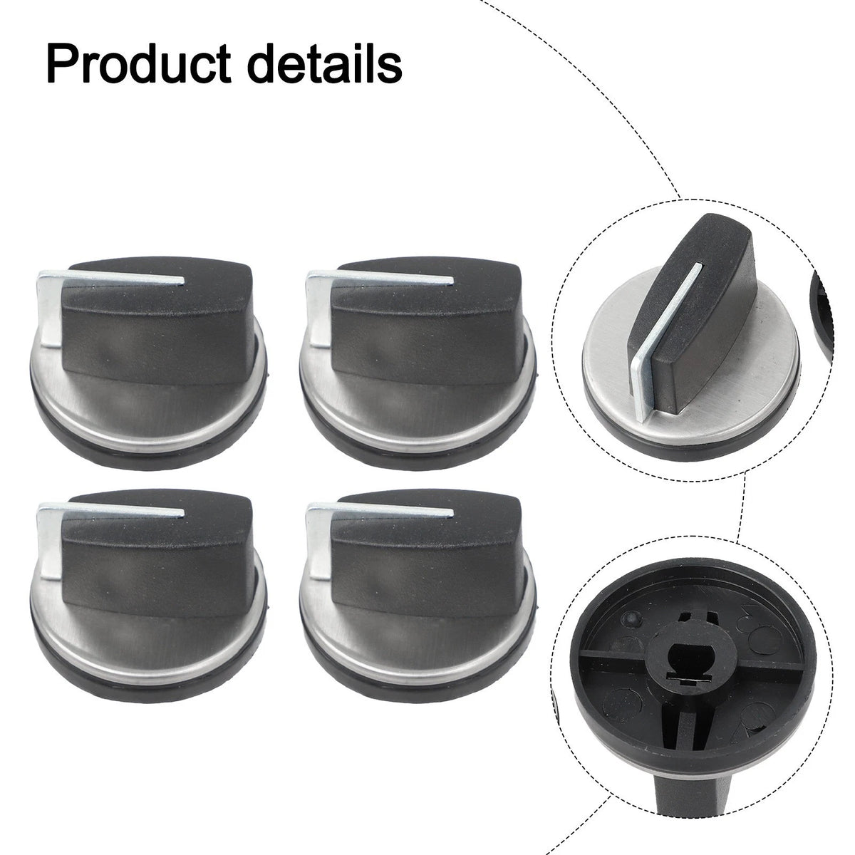 Replacement Gas Stove Knobs in Black and Silver for