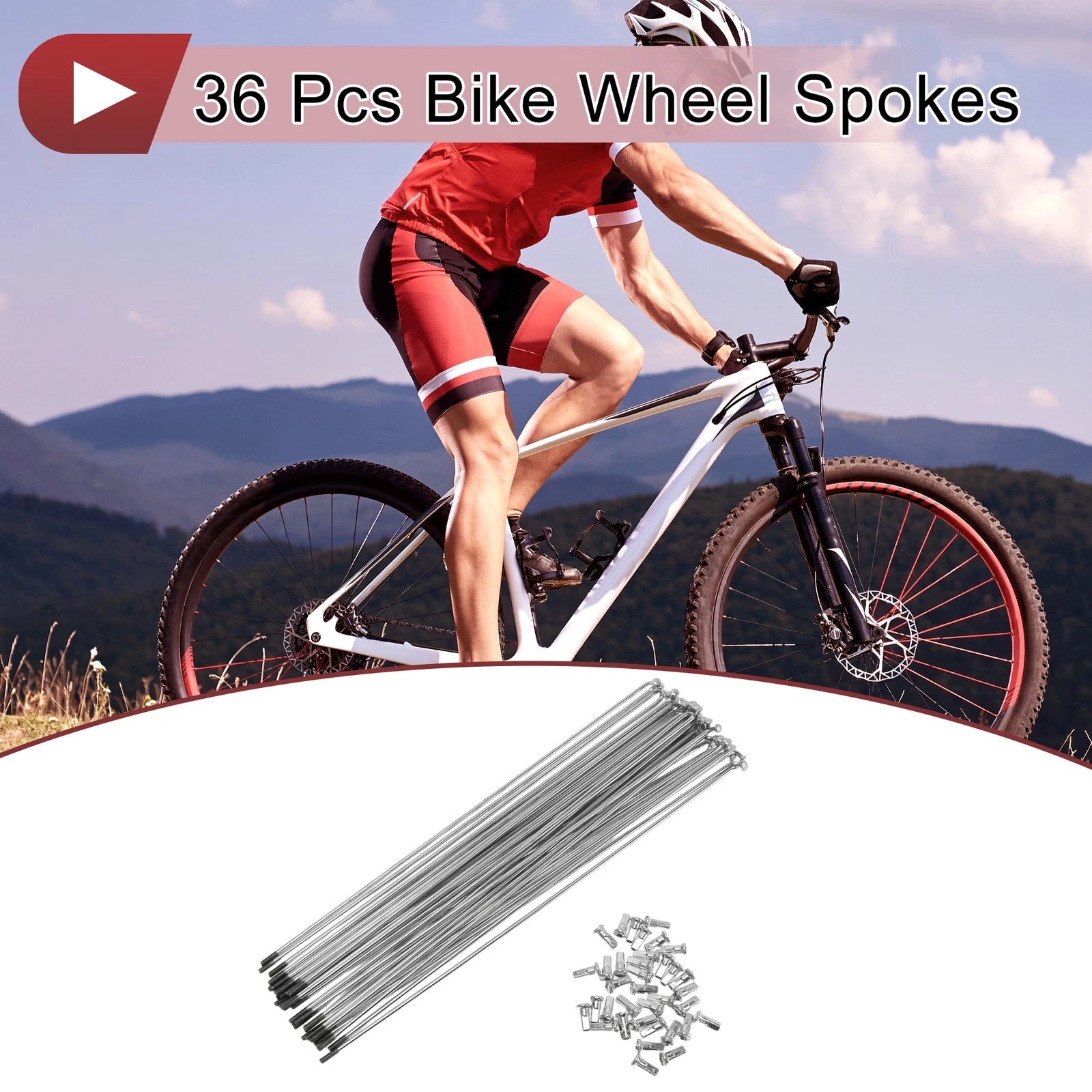 Bicycle Spokes Replacement Set 259mm 12G Steel Galvanized for Wheel (Universal)