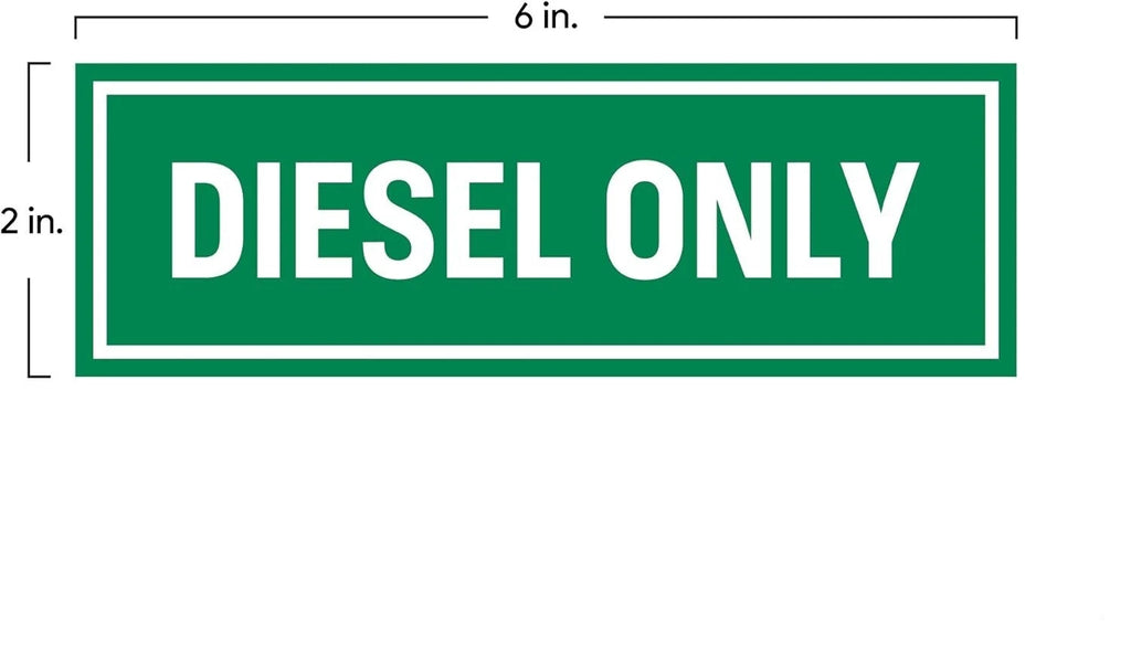 2" x 6" Diesel Only Vinyl Stickers for Trucks (Safety Decals)