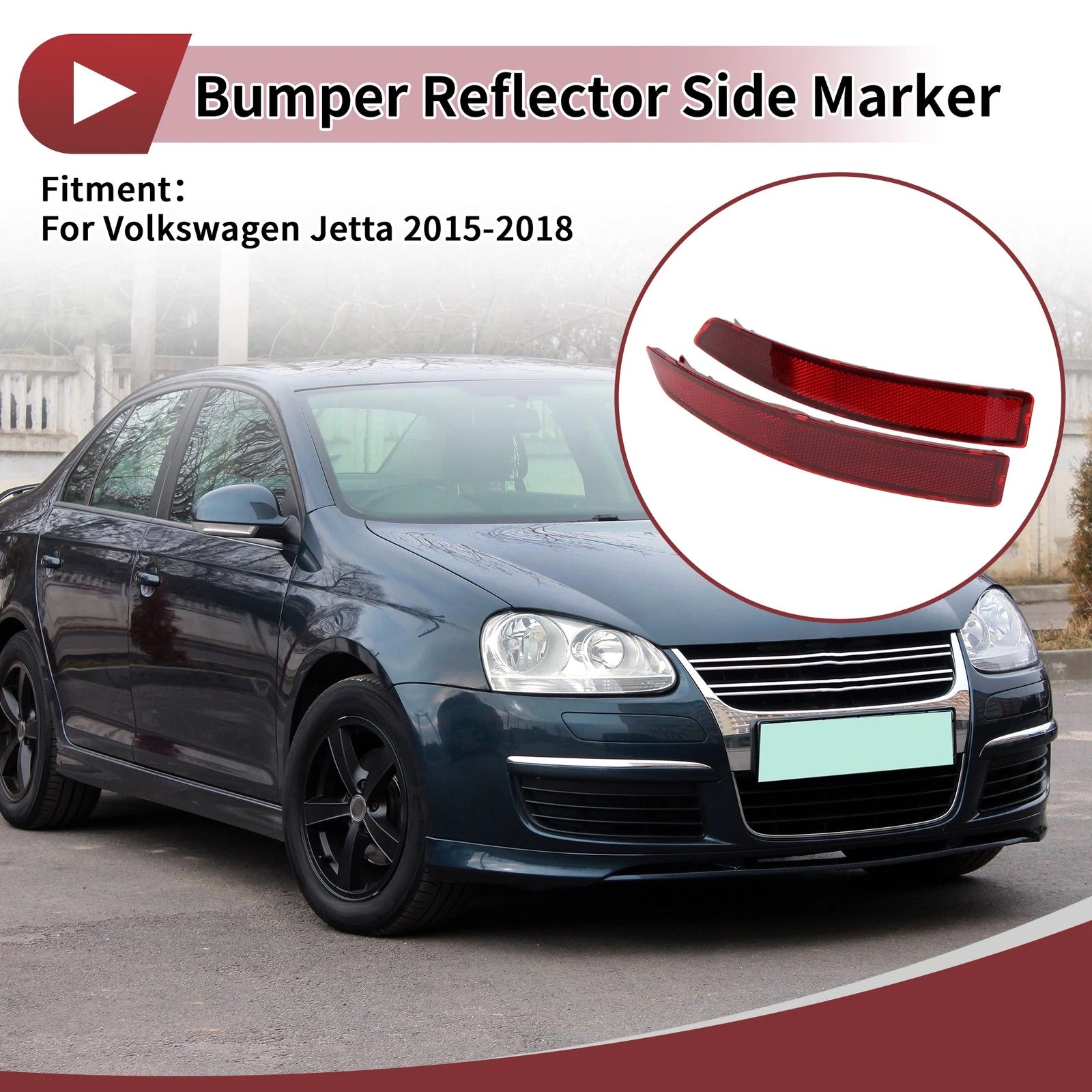 Rear Bumper Reflector Pair Replacement for Volkswagen Jetta (2015–2018)