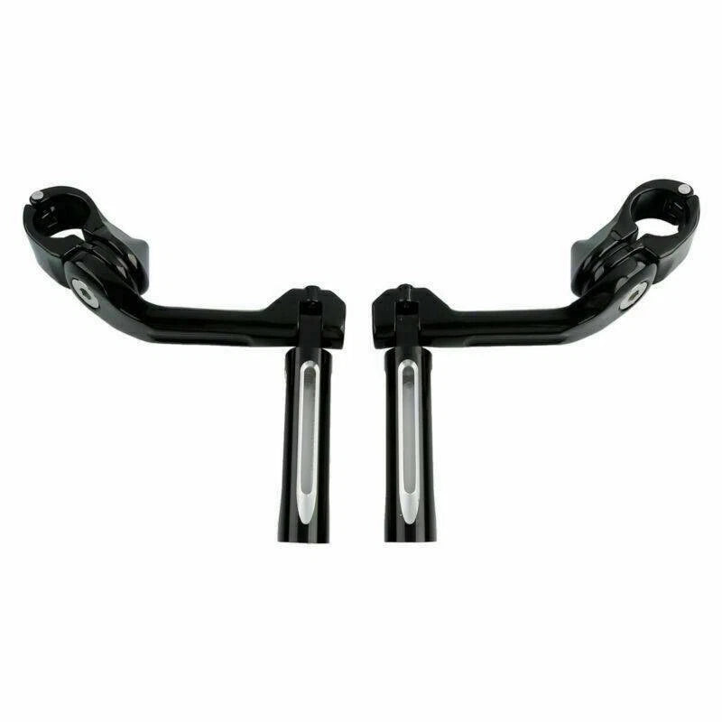 1 1/4" Black Footrest Peg Long Angled Mount Bracket for Harley