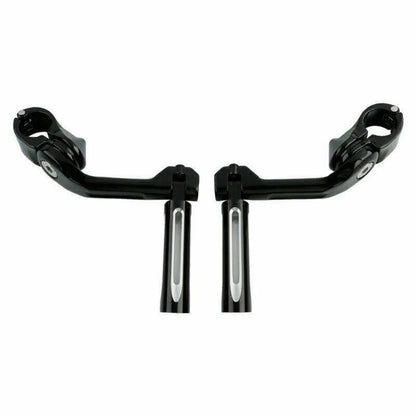 1 1/4" Black Footrest Peg Long Angled Mount Bracket for Harley