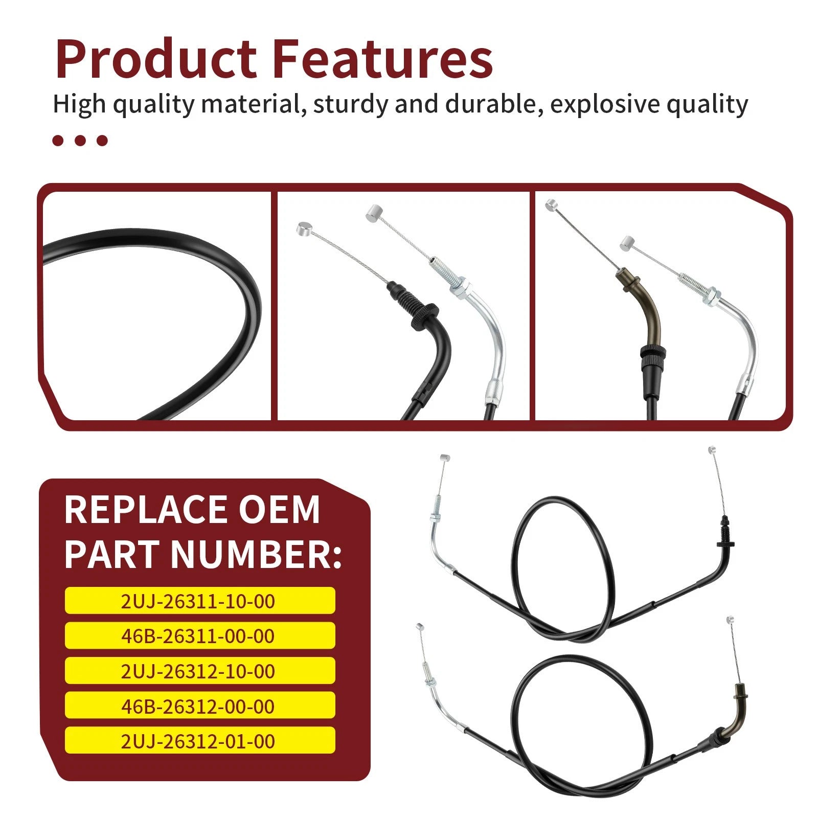 Throttle Cable A & B for Yamaha XV250 Route 66 Virago V Star 250 (1996–2007)
