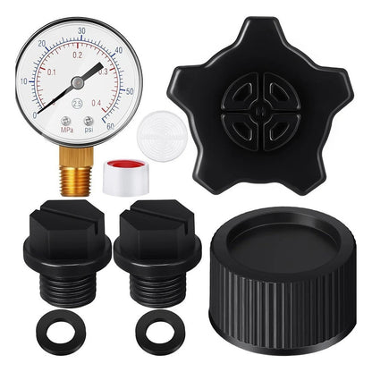 Gauge and Drain Cap Set for Easy Pool Maintenance Solutions