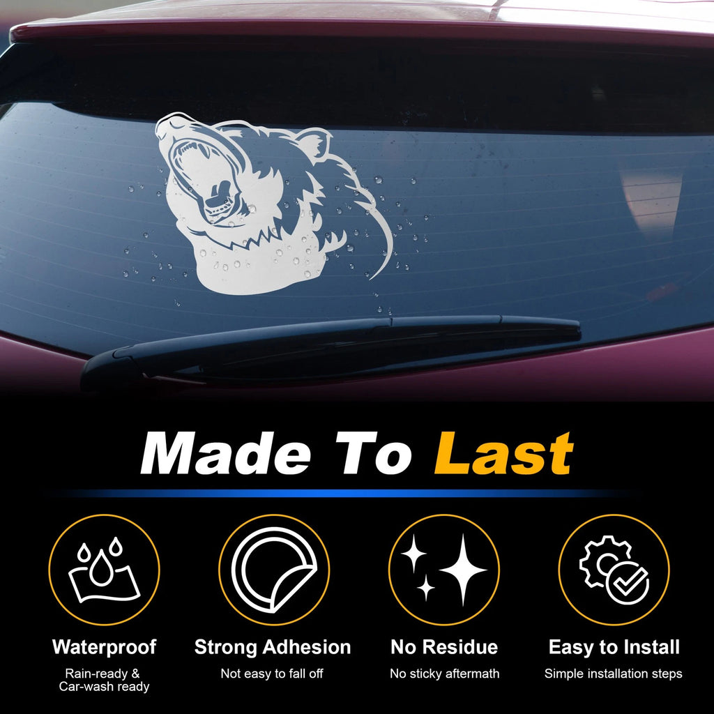 Reflective Bumper Decal for - Silver Roaring Bear Left