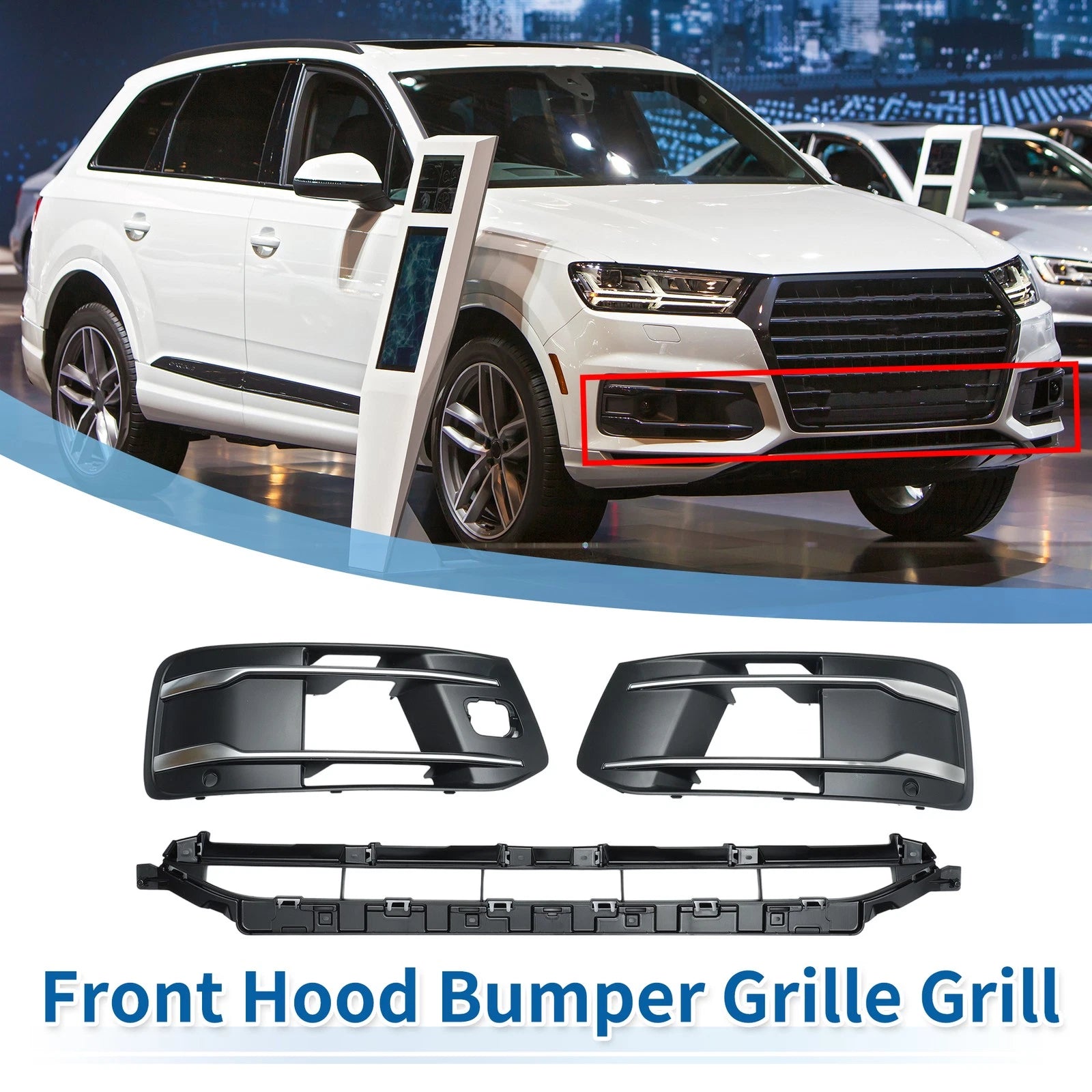 Front Lower Bumper Grille Set Replacement for Audi Q7 (2016–2019) ABS