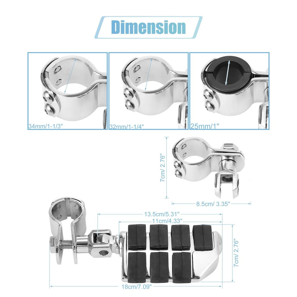 Motorcycle Foot Pegs Pair 360 Degree Rotate Aluminum for Universal (All)