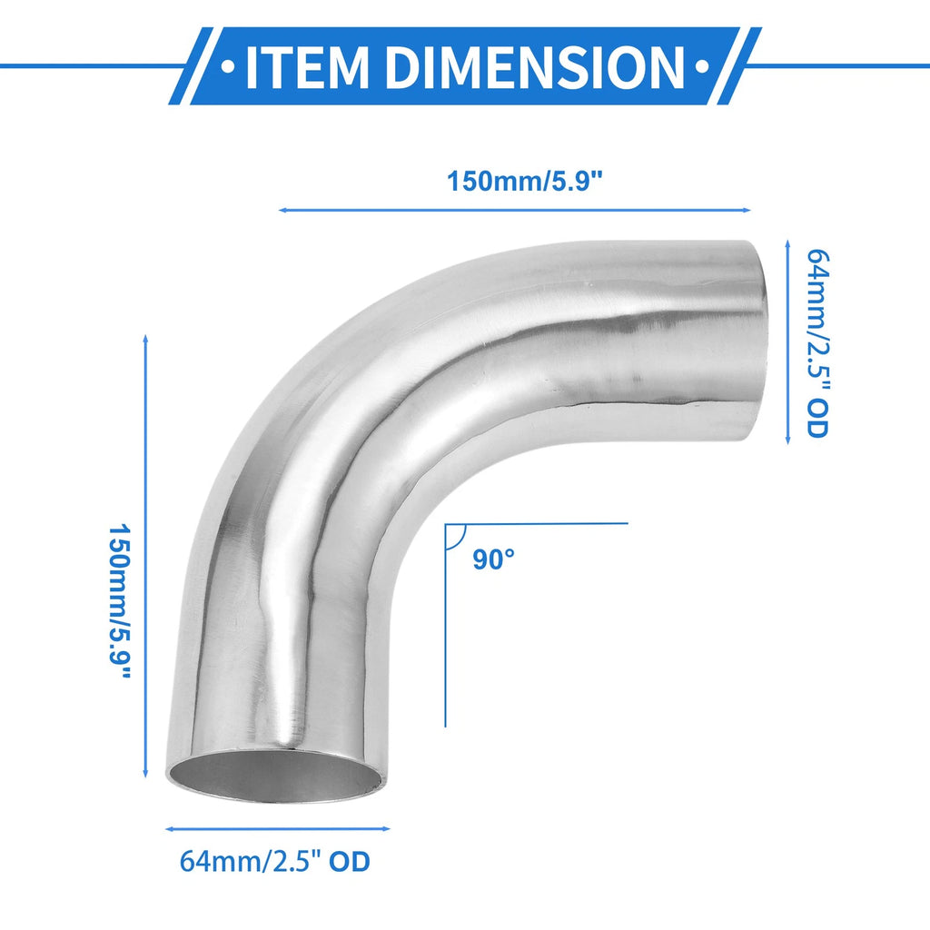 90 Degree Bend Intercooler Pipe 64mm/2.5" OD for Universal Applications