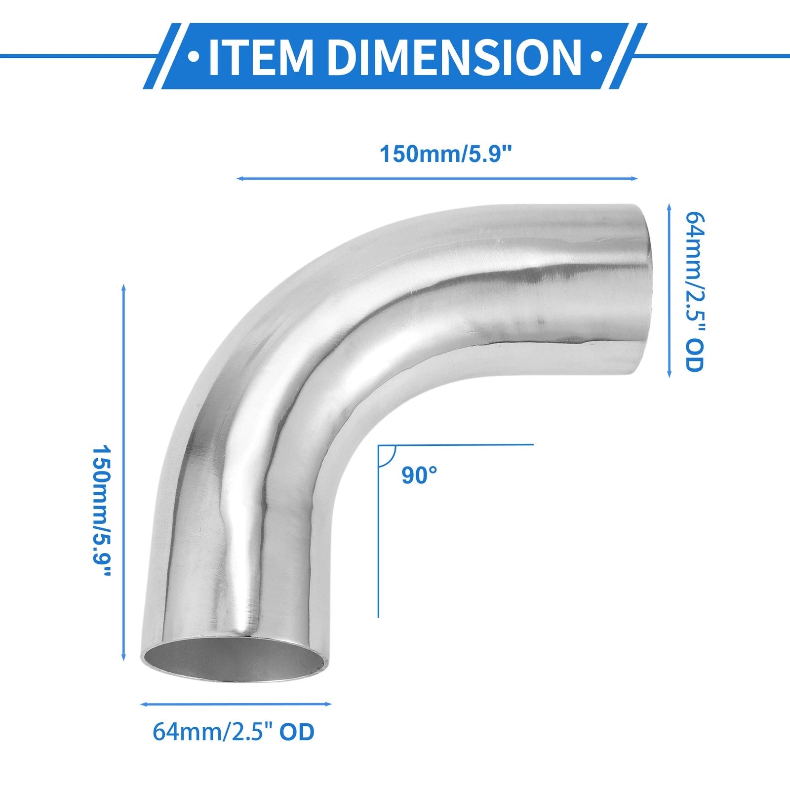 90 Degree Bend Intercooler Pipe 64mm/2.5" OD for Universal Applications