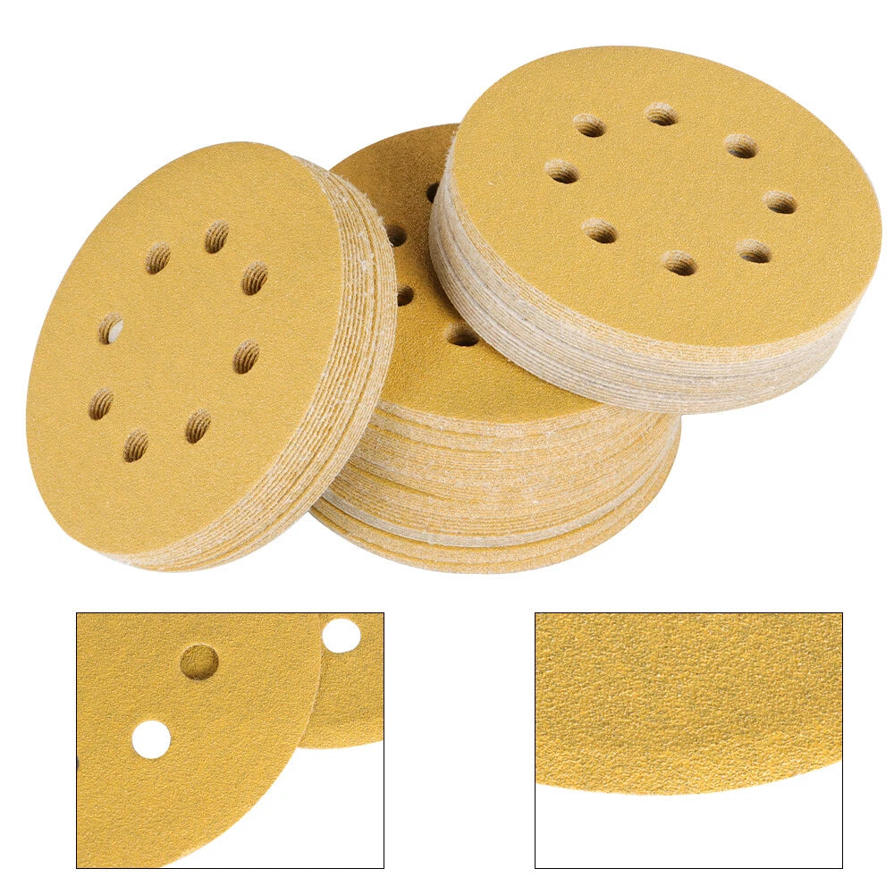100 Pack 5 Inch 8-Hole Hook-and-Loop Sanding Discs 100 Grit
