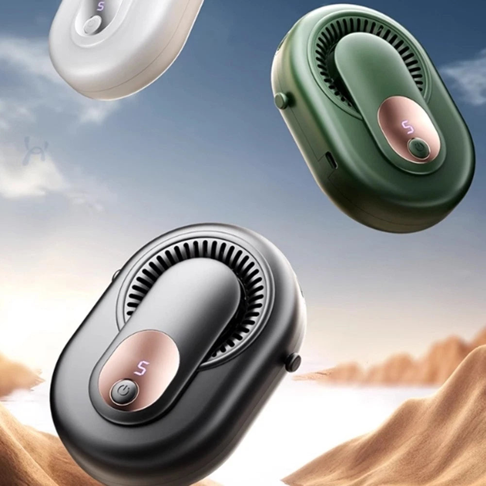 5 Speed Portable Fan with LCD Battery Indicator for Neck and Handheld Use