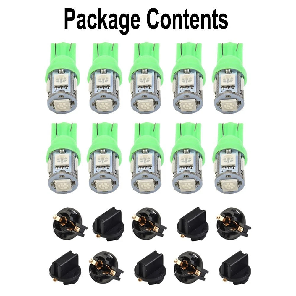 10x 5050 LED Bulbs for Instrument Panel Gauge Cluster (DASH Light Sockets)