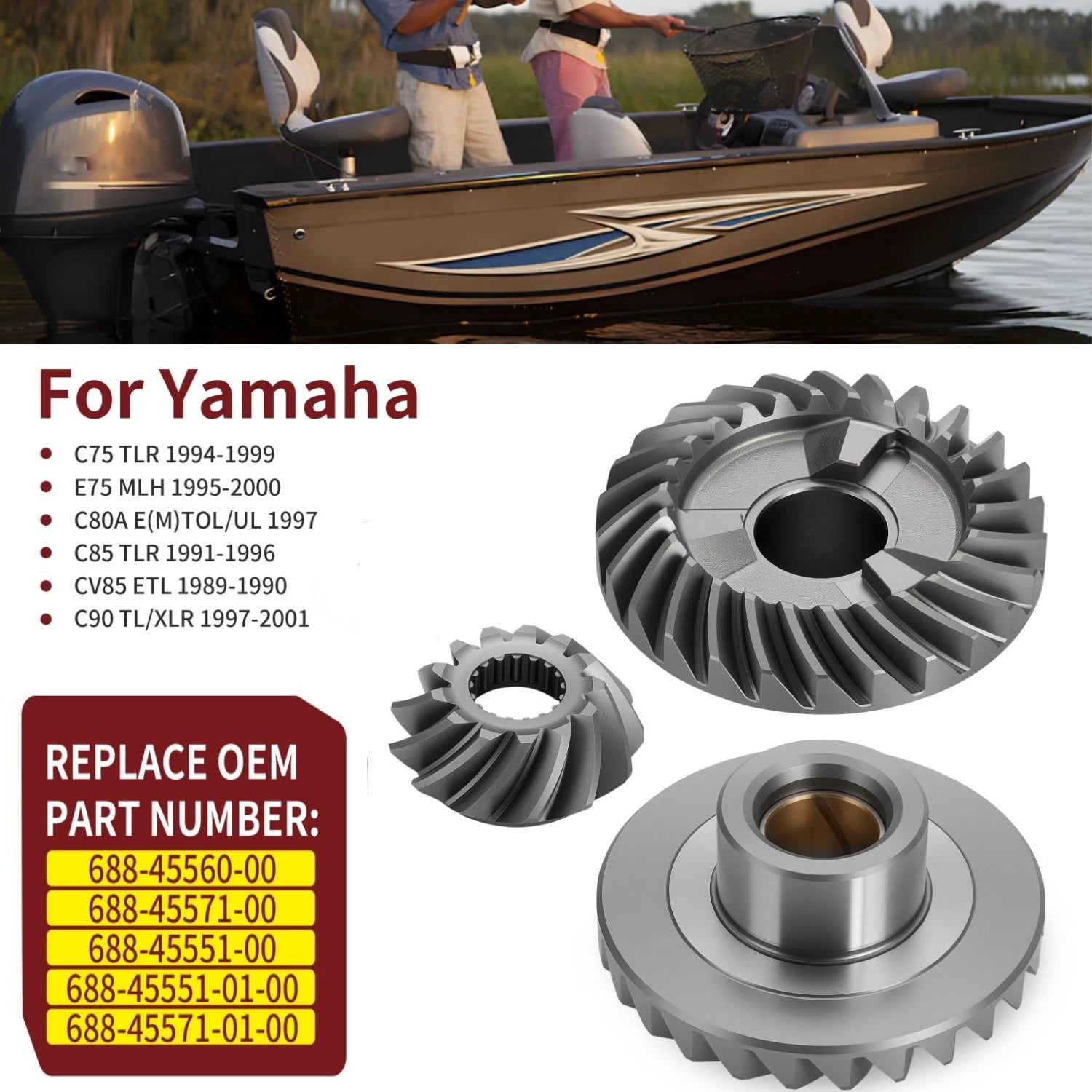 Gear Set for Yamaha 75-90HP Outboard (688-45560-00, 688-45571-00, 688-45551-00)
