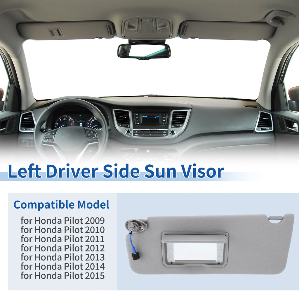 Left Side Sun Visor for Honda Pilot (2009–2015) No. 83280-SZA-A Gray