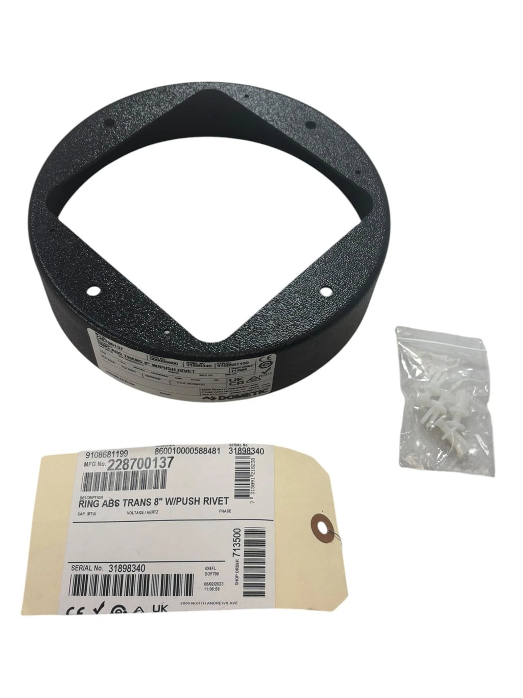 Ring ABS Trans 8'' with Push Rivet for Dometic (228700137)