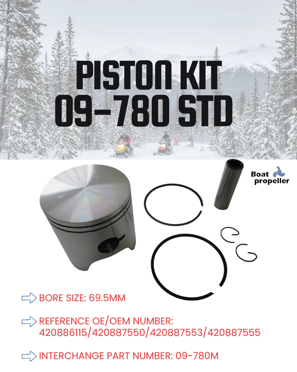 Piston Kit + Ring for Ski-Doo Formula 500 MXZ 500 (STD) (2000–2001)