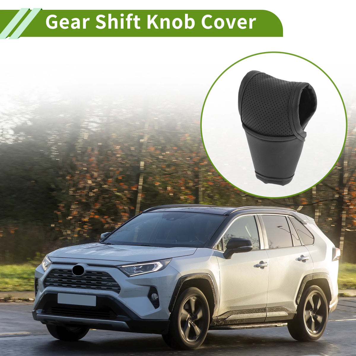 Gear Shift Knob Cover for Universal Car SUV Truck - Black Leather