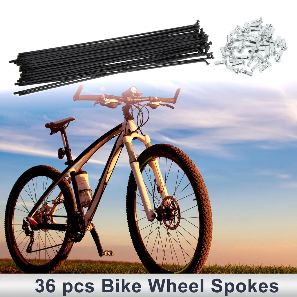 Bicycle Spokes Nipple Set 243mm for Universal Carbon Steel Black (—)
