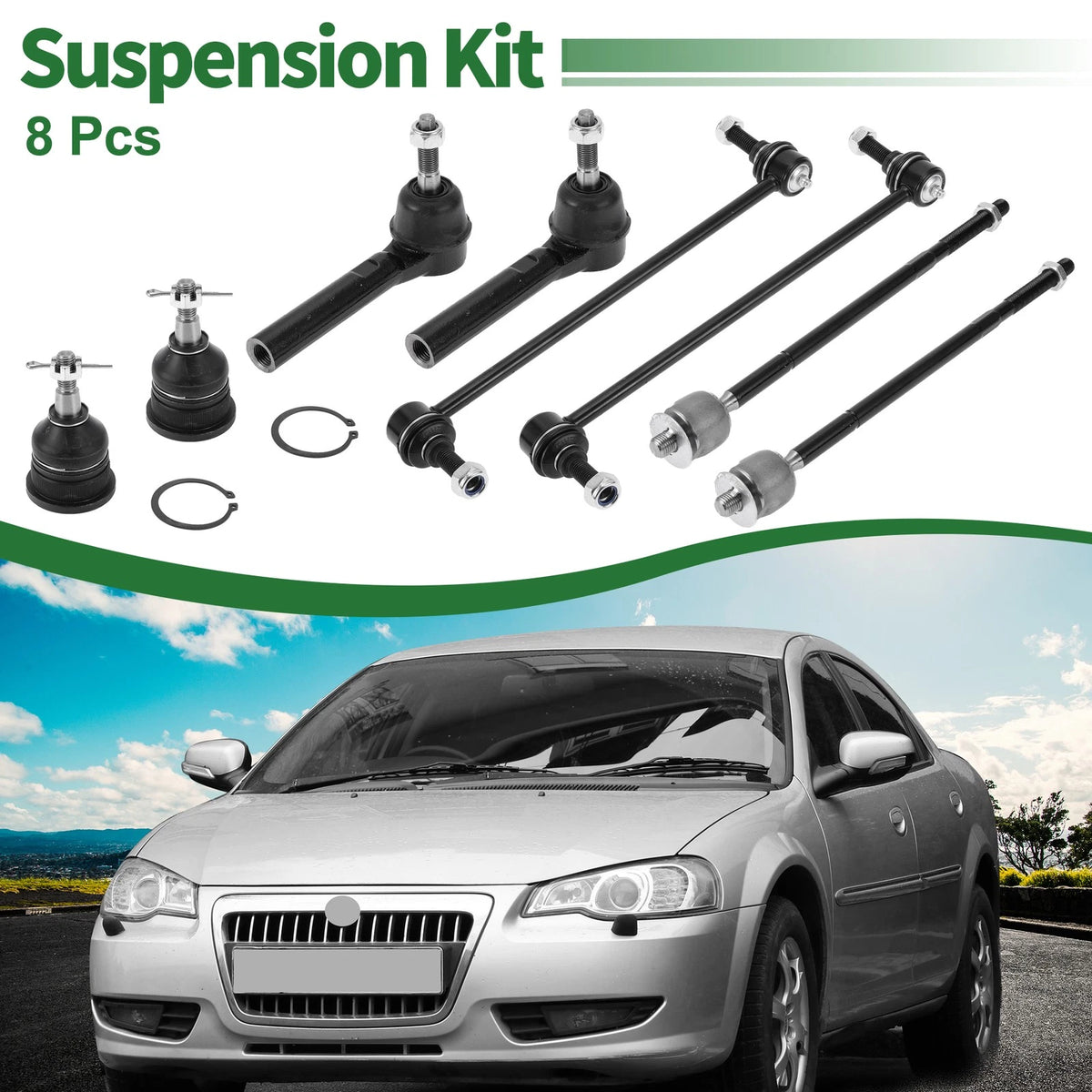 8pcs Front Suspension Kit Tie Rod End Sway Bar Link for Volkswagen Routan (2009–2019)