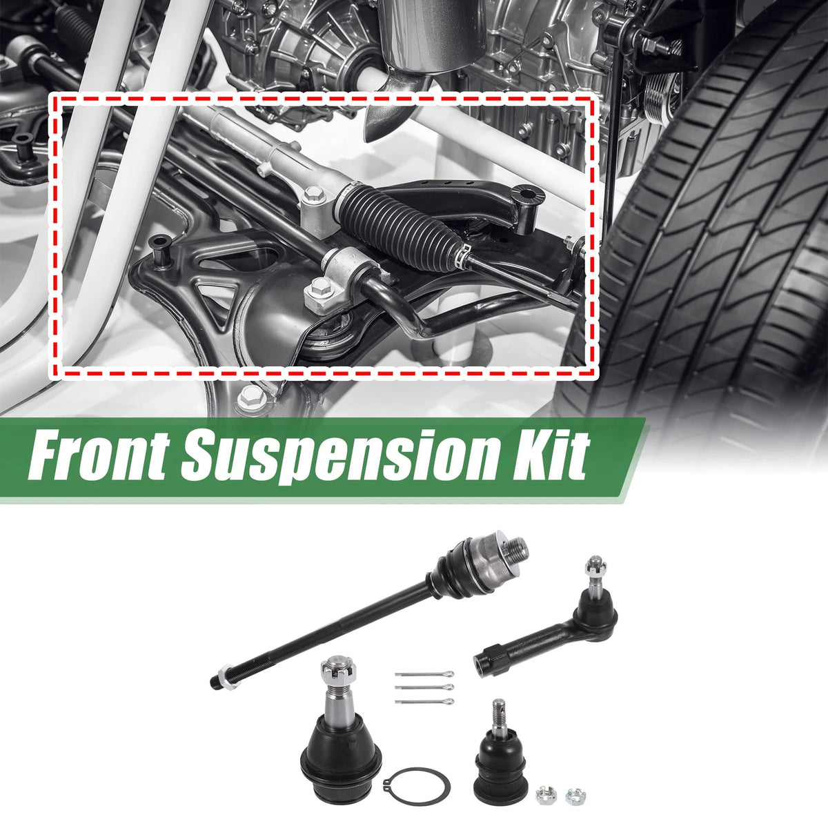 8pcs Front Suspension Kit Tie Rod End Ball Joint for Cadillac Escalade (2002–2006)